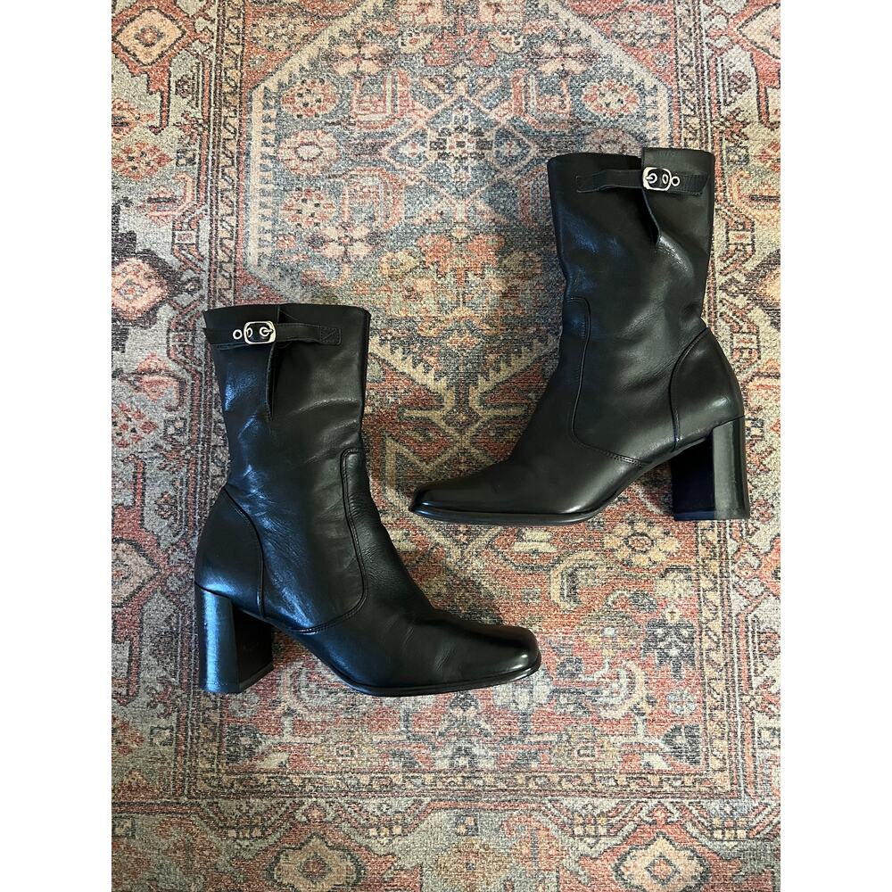 Steve Madden Women’s Got You Square Toe Black Leather Boots Size 7.5